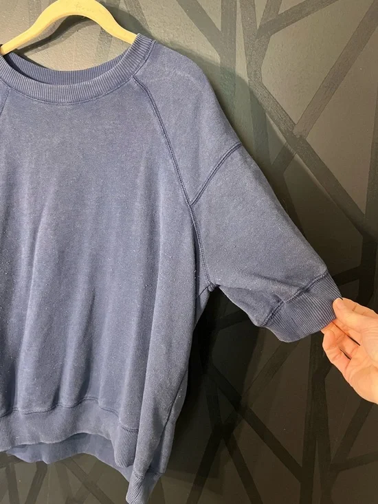 Navy Short-Sleeve Crewneck Sweatshirt - Picture 3 of 5